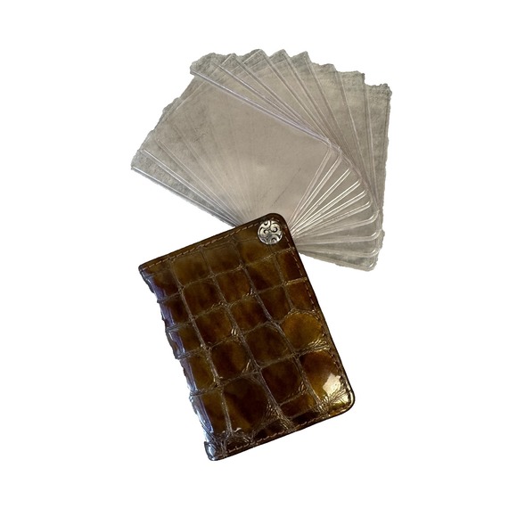 Brighton Accessories - Brighton Vintage Brown Metalic Croc Embossed Leather Card Holder Case (10 Cards)